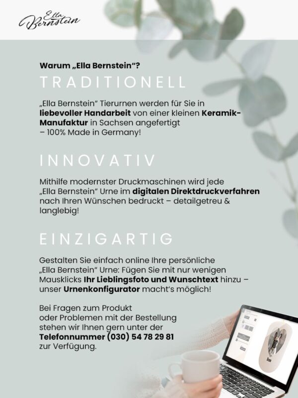 Tierurne mit Foto & Text | Keramikurne „Herz“ in apricot | Ella Bernstein – Bild 3